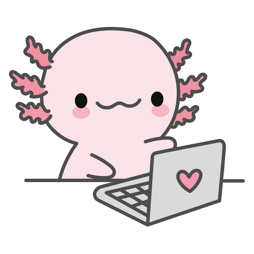 Cute Axolotl with Computer Sticker