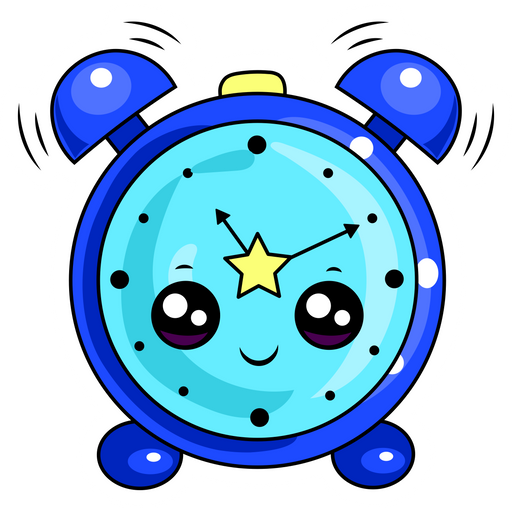 Cute Blue Alarm Clock Sticker