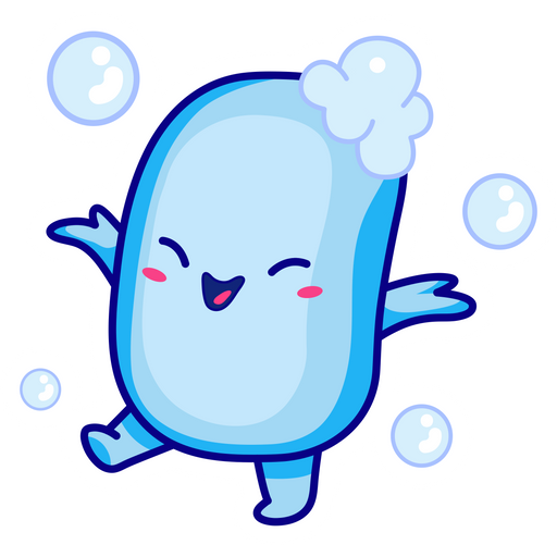 here is a Cute Blue Happy Soap Sticker from the Cute collection for sticker mania