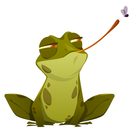here is a Cute Frog Catching a Fly Sticker from the Cute collection for sticker mania