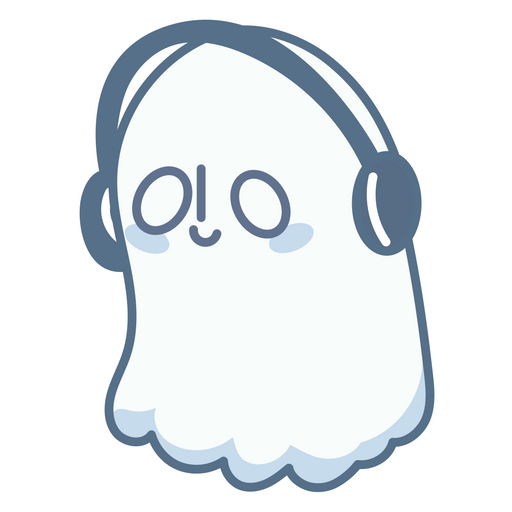 Cute Ghost in Earphones Sticker