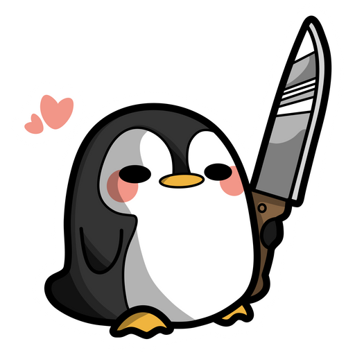 Cute Penguin with Knife Sticker