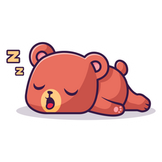 Cute Red Bear Sleeps Sticker