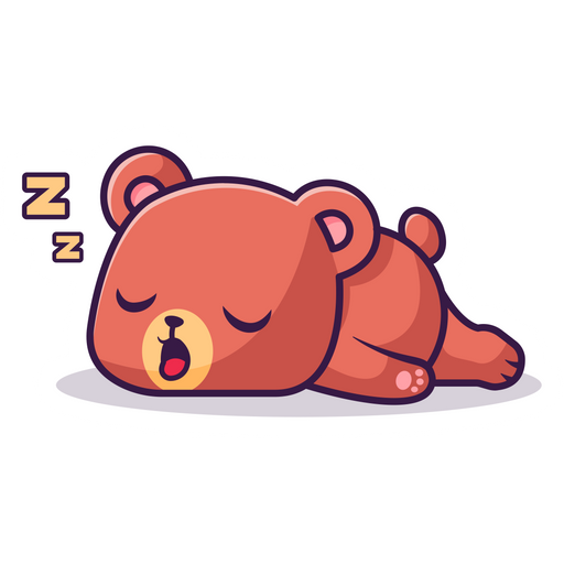 Cute Red Bear Sleeps Sticker