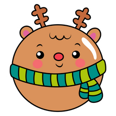 Cute Round Deer in Scarf Sticker