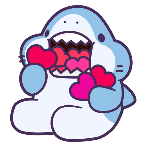 here is a Cute Shark With Hearts Sticker from the Cute collection for sticker mania