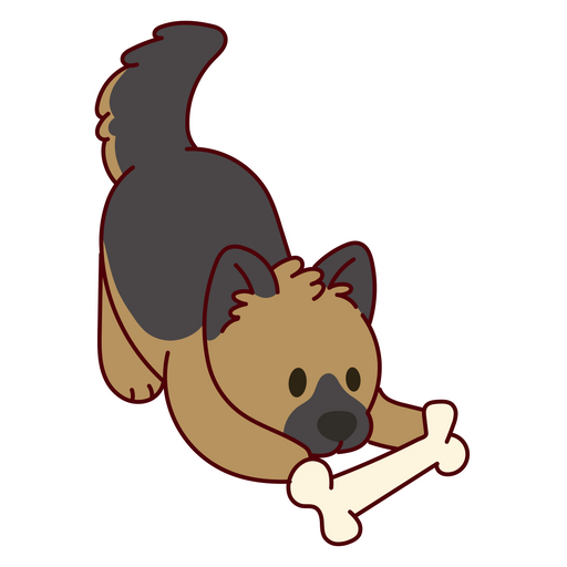 here is a Dog Plays with Bone Sticker from the Cute collection for sticker mania