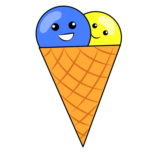 Happy Blue-Yellow Ice Cream Sticker