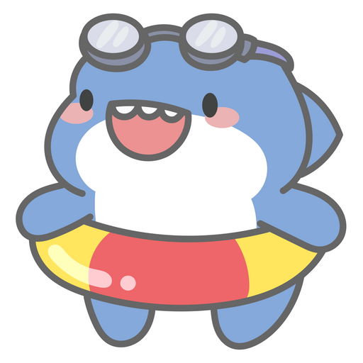 here is a Happy Shark Swimming Sticker from the Cute collection for sticker mania