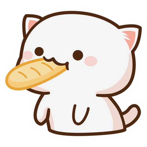 Mochi Mochi Peach Cat With Bread Sticker