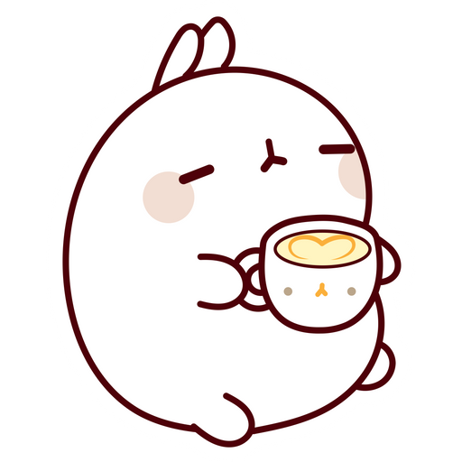 here is a Molang with Coffee Sticker from the Cute collection for sticker mania