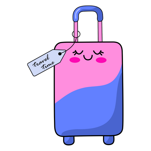 here is a Pink-Blue Travel Bag Travel Time Sticker from the Cute collection for sticker mania