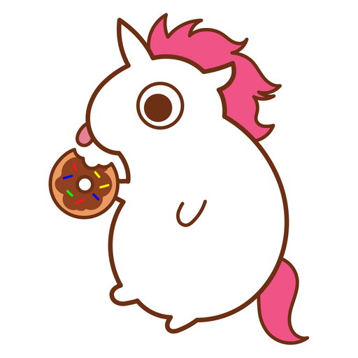 here is a Unicorn Eats Donut Sticker from the Cute collection for sticker mania