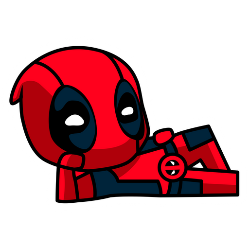 here is a Chibi Deadpool Chilling Sticker from the Deadpool collection for sticker mania