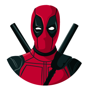 cool and cute Deadpool in the White Circle Sticker for stickermania