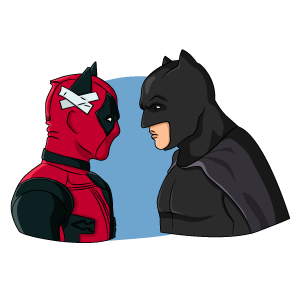 cool and cute Deadpool vs Batman Sticker for stickermania