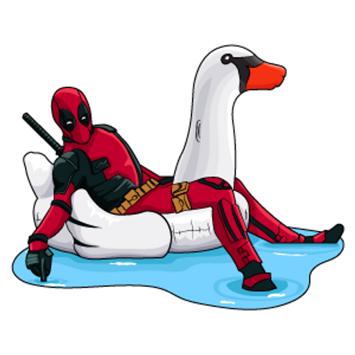 here is a Deadpool in the Pool on White Swan Sticker from the Deadpool collection for sticker mania