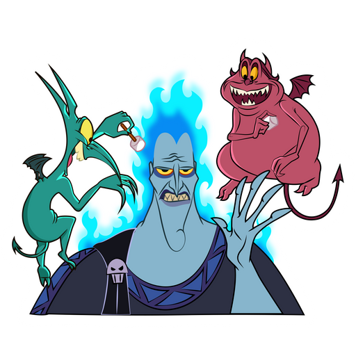 here is a Hercules Hades Pain and Panic Sticker from the Disney Cartoons collection for sticker mania