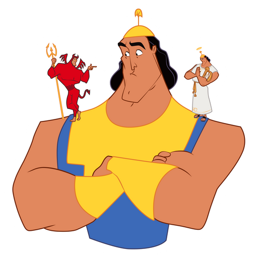 here is a Kronk Angel and Devil Sticker from the Disney Cartoons collection for sticker mania