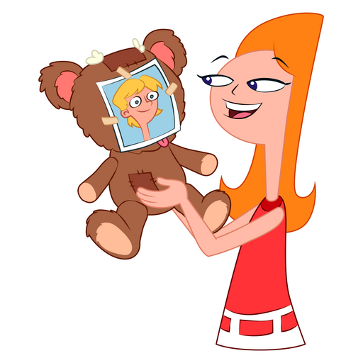 here is a Phineas and Ferb Candace with Teddy Bear Sticker from the Disney Cartoons collection for sticker mania