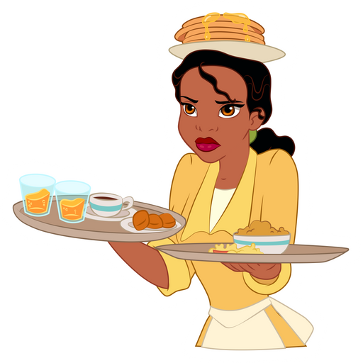 here is a Princess Tiana with Dishes Sticker from the Disney Cartoons collection for sticker mania