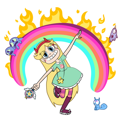 here is a Star Butterfly with Fire Rainbow Sticker from the Star vs. the Forces of Evil collection for sticker mania