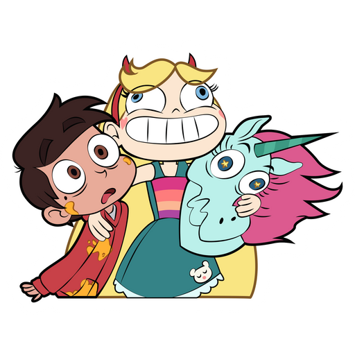 here is a Star Butterfly with Pony Head and Marco Diaz Sticker from the Star vs. the Forces of Evil collection for sticker mania