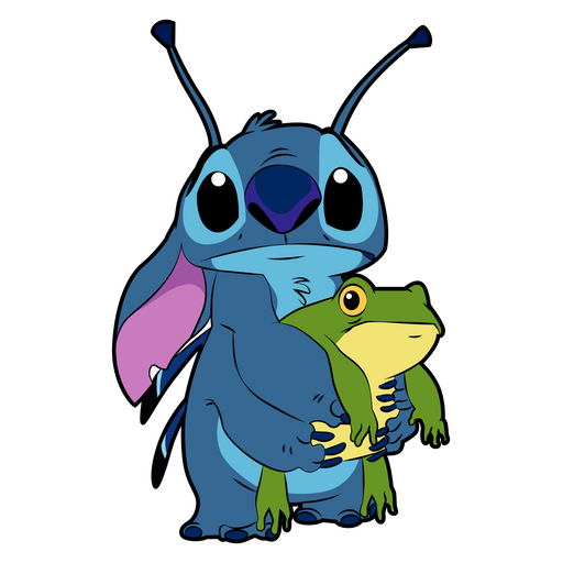 here is a Stitch with Frog Sticker from the Disney Cartoons collection for sticker mania