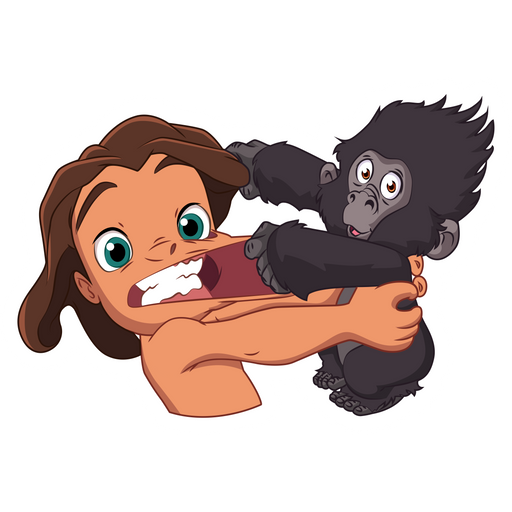 here is a Tarzan and Baby Gorilla Sticker from the Disney Cartoons collection for sticker mania