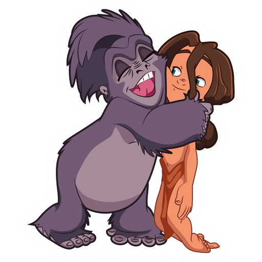 here is a Tarzan and Terk Hugs Sticker from the Disney Cartoons collection for sticker mania