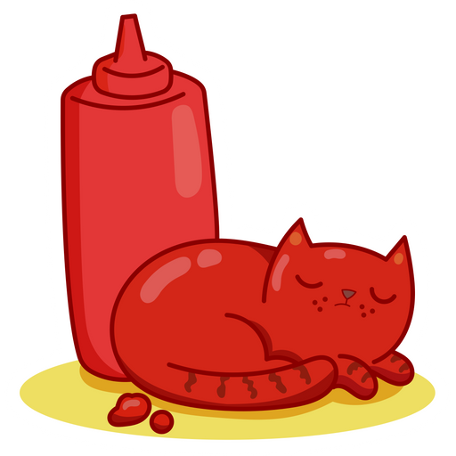 here is a Cat Ketchup Sticker from the Food and Beverages collection for sticker mania