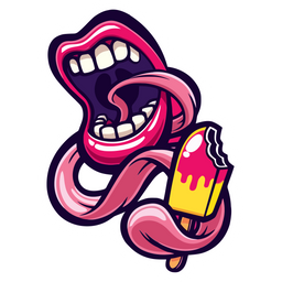 Hungry Mouth with Ice Cream Sticker - Sticker Mania