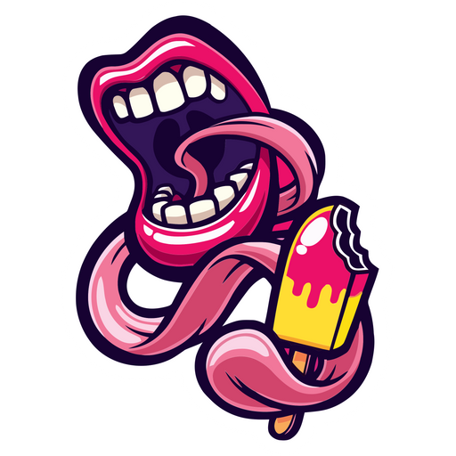 Hungry Mouth with Ice Cream Sticker