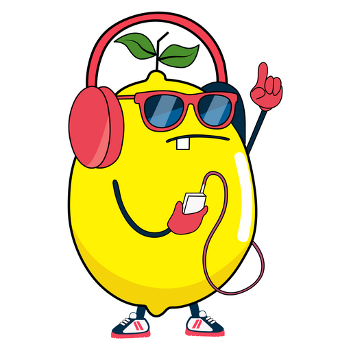 here is a Lemon Listening to Music Sticker from the Food and Beverages collection for sticker mania