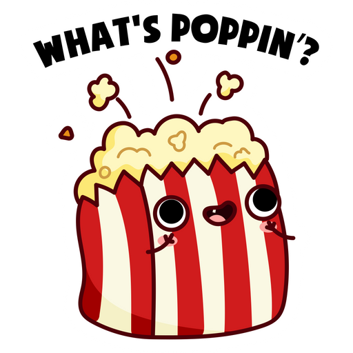 here is a Popcorn What's Poppin' Sticker from the Food and Beverages collection for sticker mania