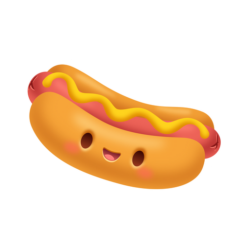here is a Smiling Hot Dog Sticker from the Food and Beverages collection for sticker mania