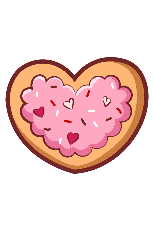 Sugar Pink Love Heart Cookie Sticker - Sticker Mania