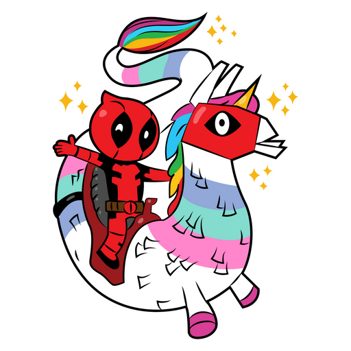 here is a Fortnite Deadpool Riding Dragacorn Sticker from the Fortnite collection for sticker mania