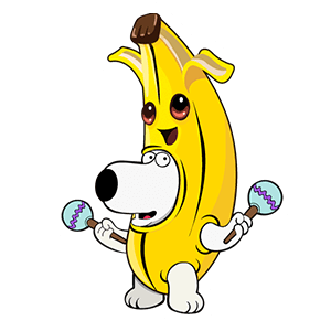 here is a Peely Banana Brian from the Fortnite collection for sticker mania