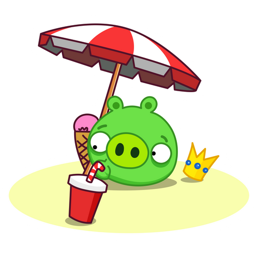 here is a Angry Birds King Pig on the Beach Sticker from the Games collection for sticker mania