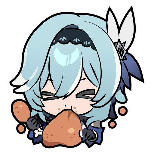 here is a Genshin Impact Eula Eats Sticker from the Genshin Impact collection for sticker mania