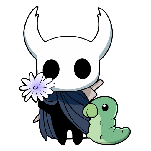 here is a Hollow Knight the Knight with Flower Sticker from the Games collection for sticker mania