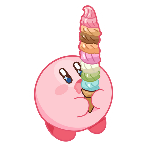 here is a Kirby Big Ice Cream Sticker from the Kirby collection for sticker mania