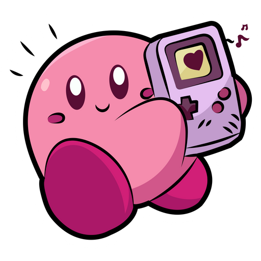 here is a Kirby Listening Music Sticker from the Kirby collection for sticker mania