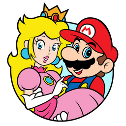 Mario and Princess Peach Sticker - Sticker Mania