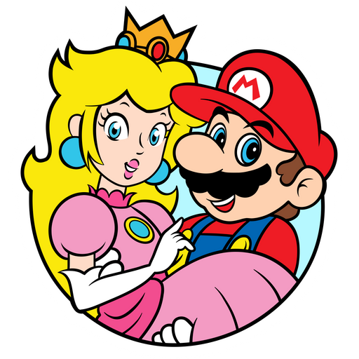 here is a Mario and Princess Peach Sticker from the Super Mario collection for sticker mania