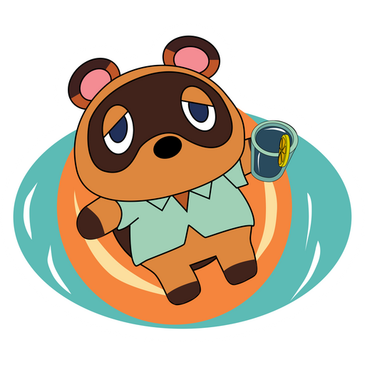 here is a Animal Crossing Tom Nook in the Pool Sticker from the Games collection for sticker mania