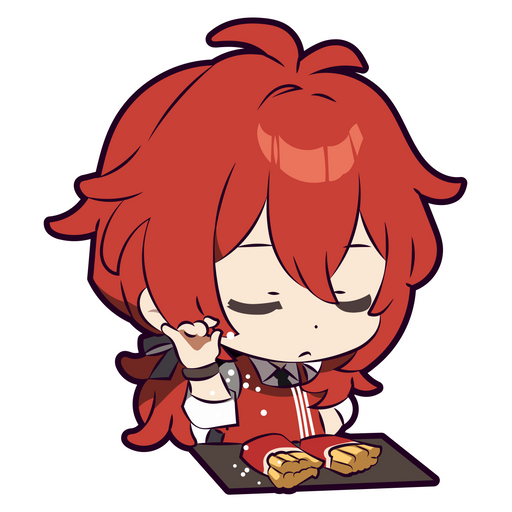 here is a Genshin Impact Diluc Cooking Sticker from the Genshin Impact collection for sticker mania