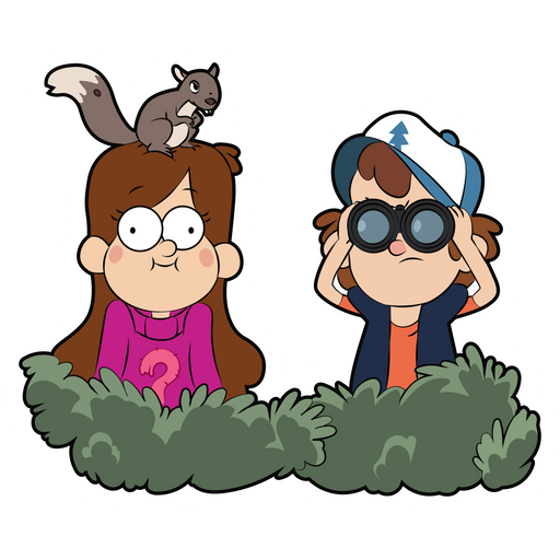 here is a Dipper and Mabel Pines in Ambush Sticker from the Gravity Falls collection for sticker mania
