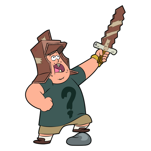 here is a Gravity Falls Soos with Sword Sticker from the Gravity Falls collection for sticker mania